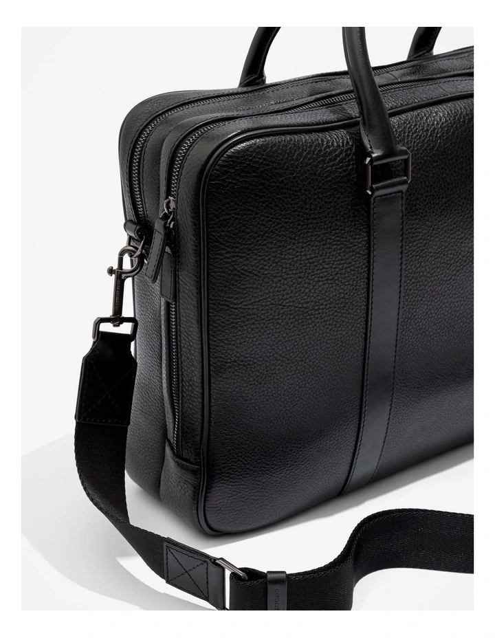 Leather Career Bag in Black