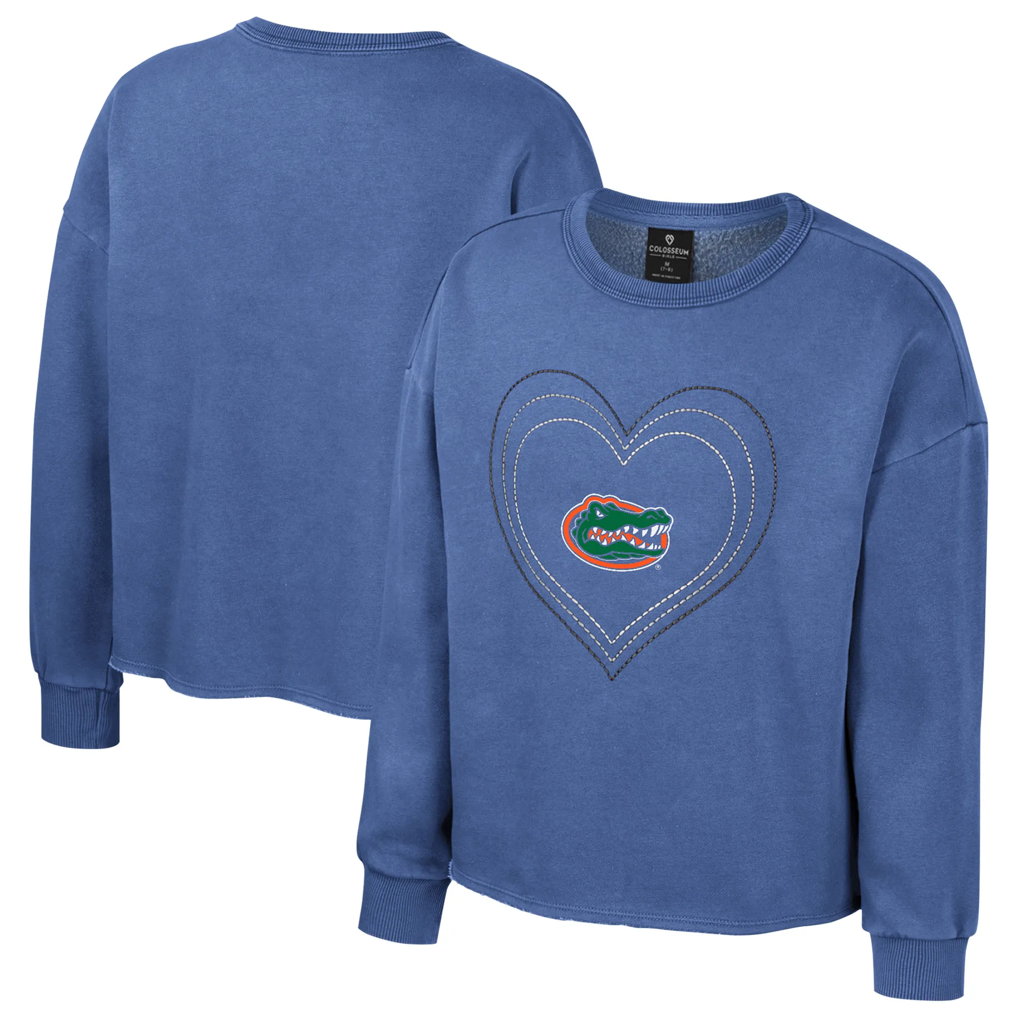 Lids Girls Youth Colosseum Royal Florida Gators Audrey Washed Fleece Pullover Crewneck Sweatshirt