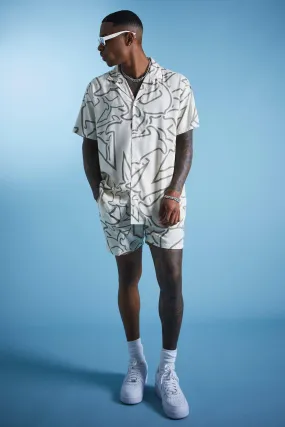 Lil Tjay Short Sleeve Oversized Drop Revere Short Set | boohooMAN UK