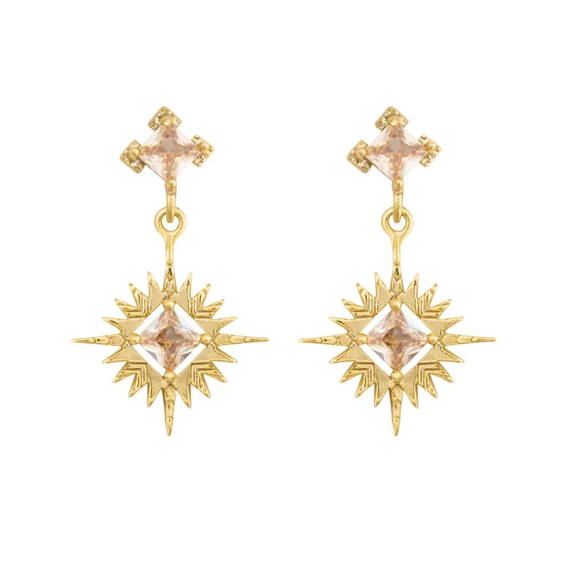 Lindi Kingi - Starburst Earrings Gold Plate & Champagne Zirconias