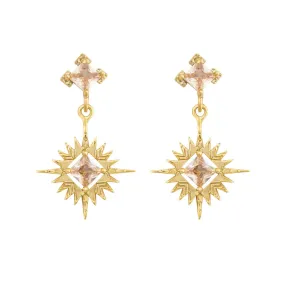 Lindi Kingi - Starburst Earrings Gold Plate & Champagne Zirconias