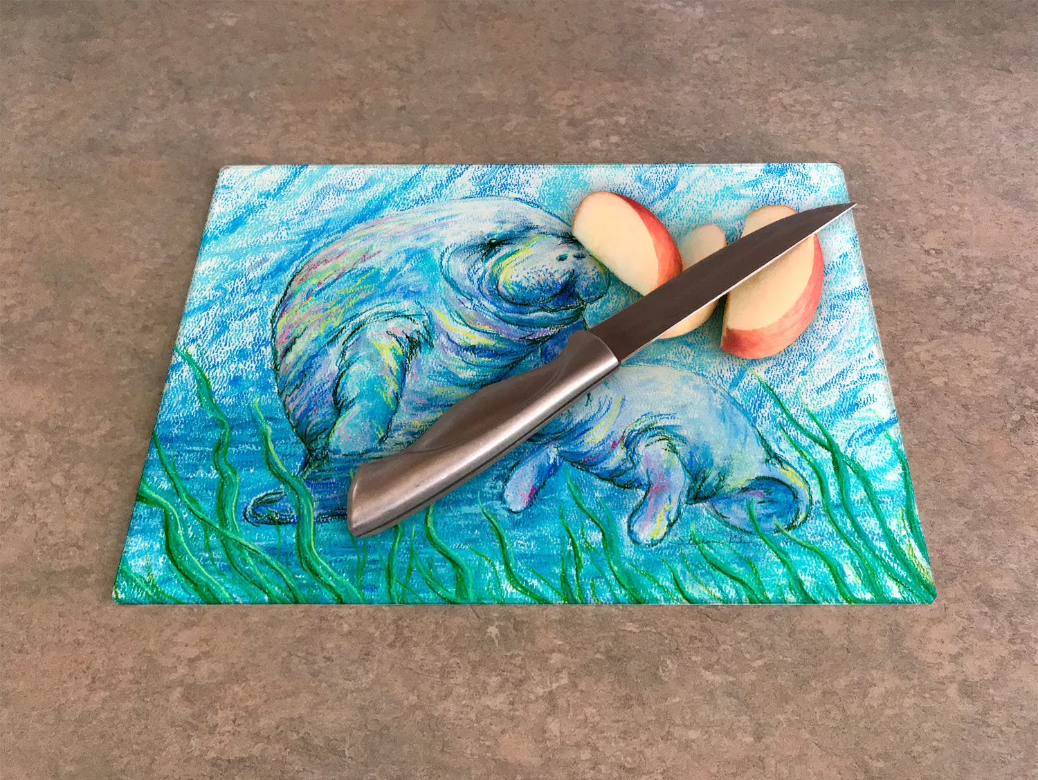 Manatees in Grass Cutting Board