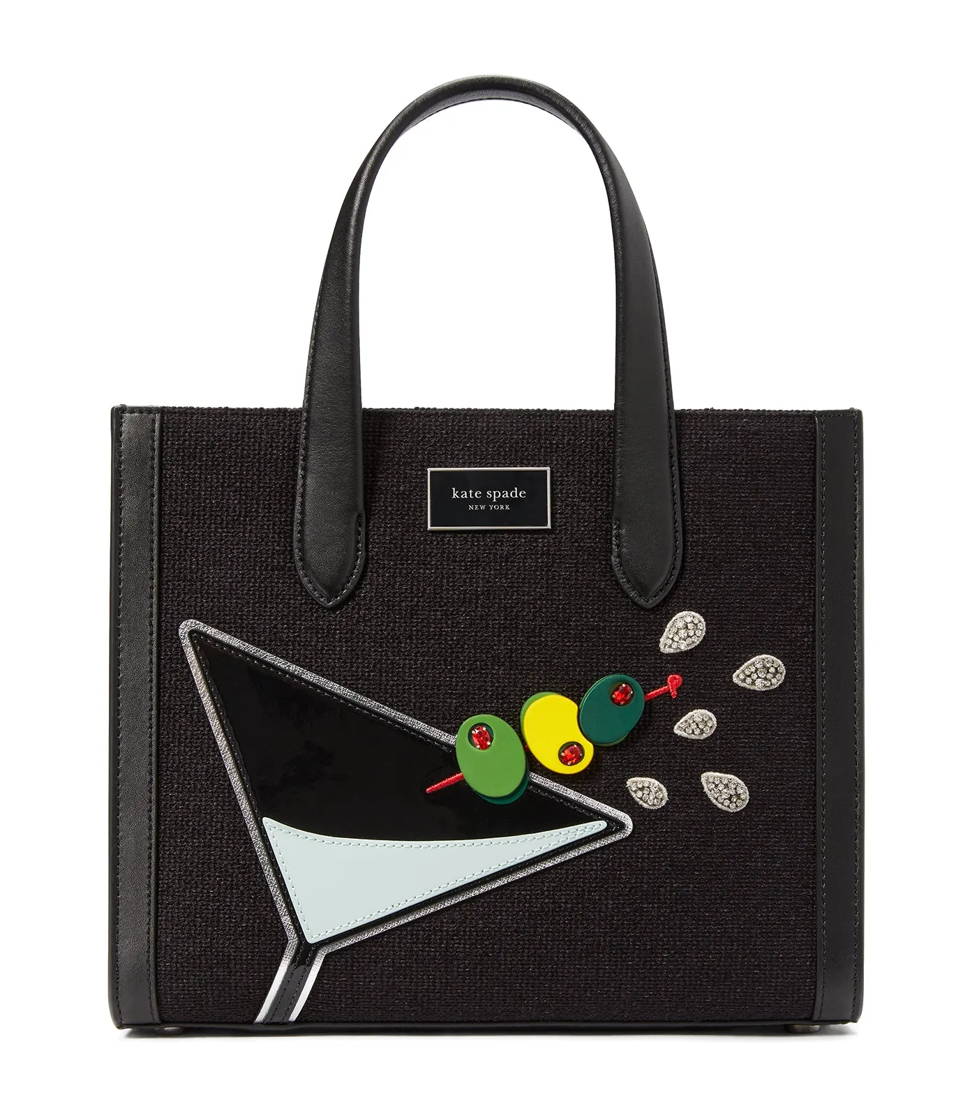 Manhattan Martini Embellished Small Tote Black Multi