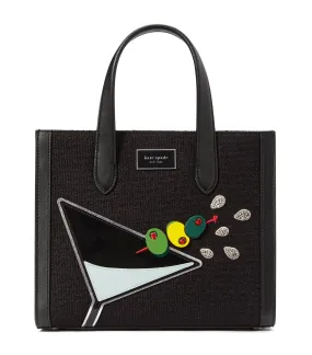 Manhattan Martini Embellished Small Tote Black Multi