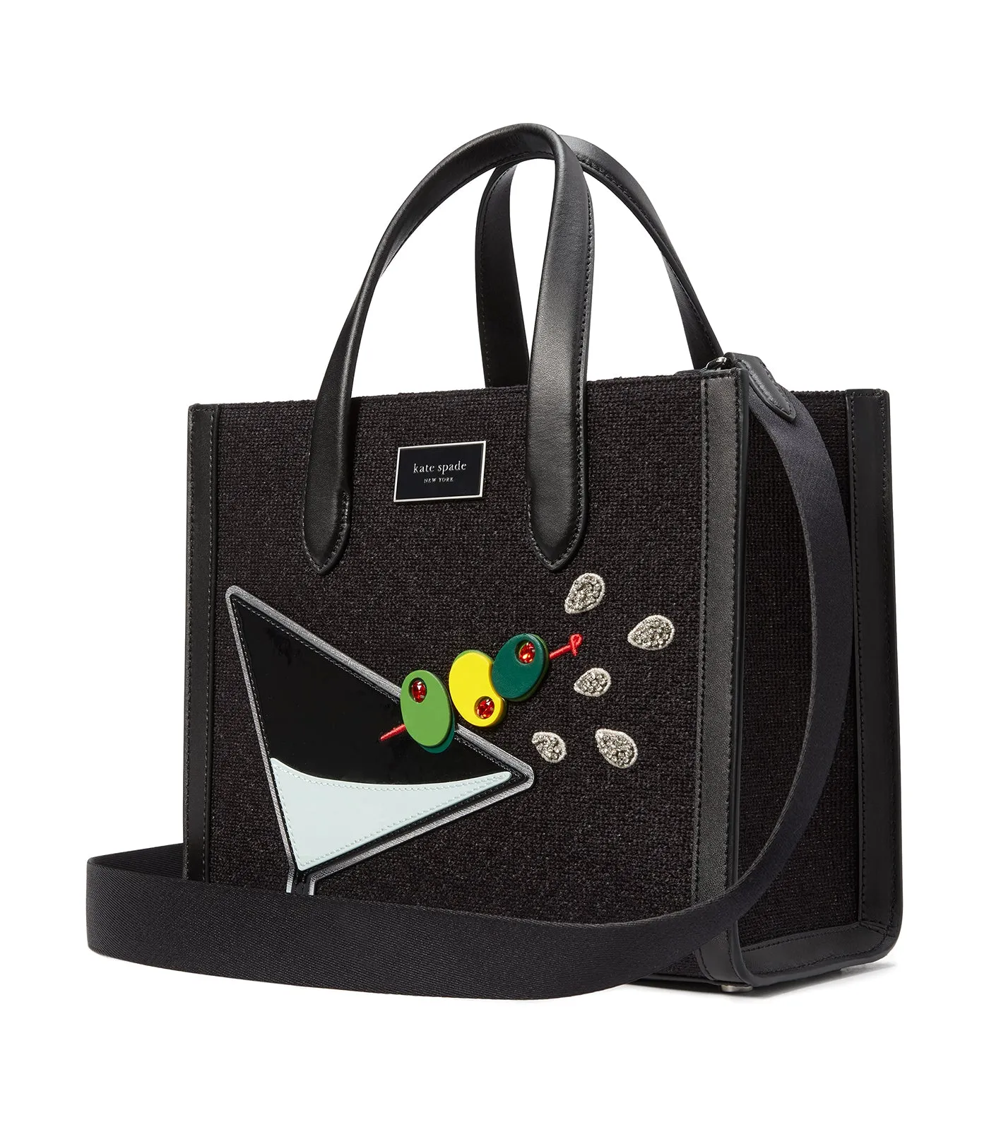 Manhattan Martini Embellished Small Tote Black Multi