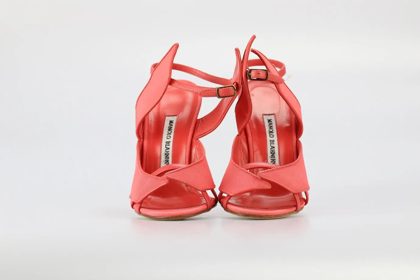 MANOLO BLAHNIK SATIN AND LEATHER SANDALS EU 38 UK 5 US 8