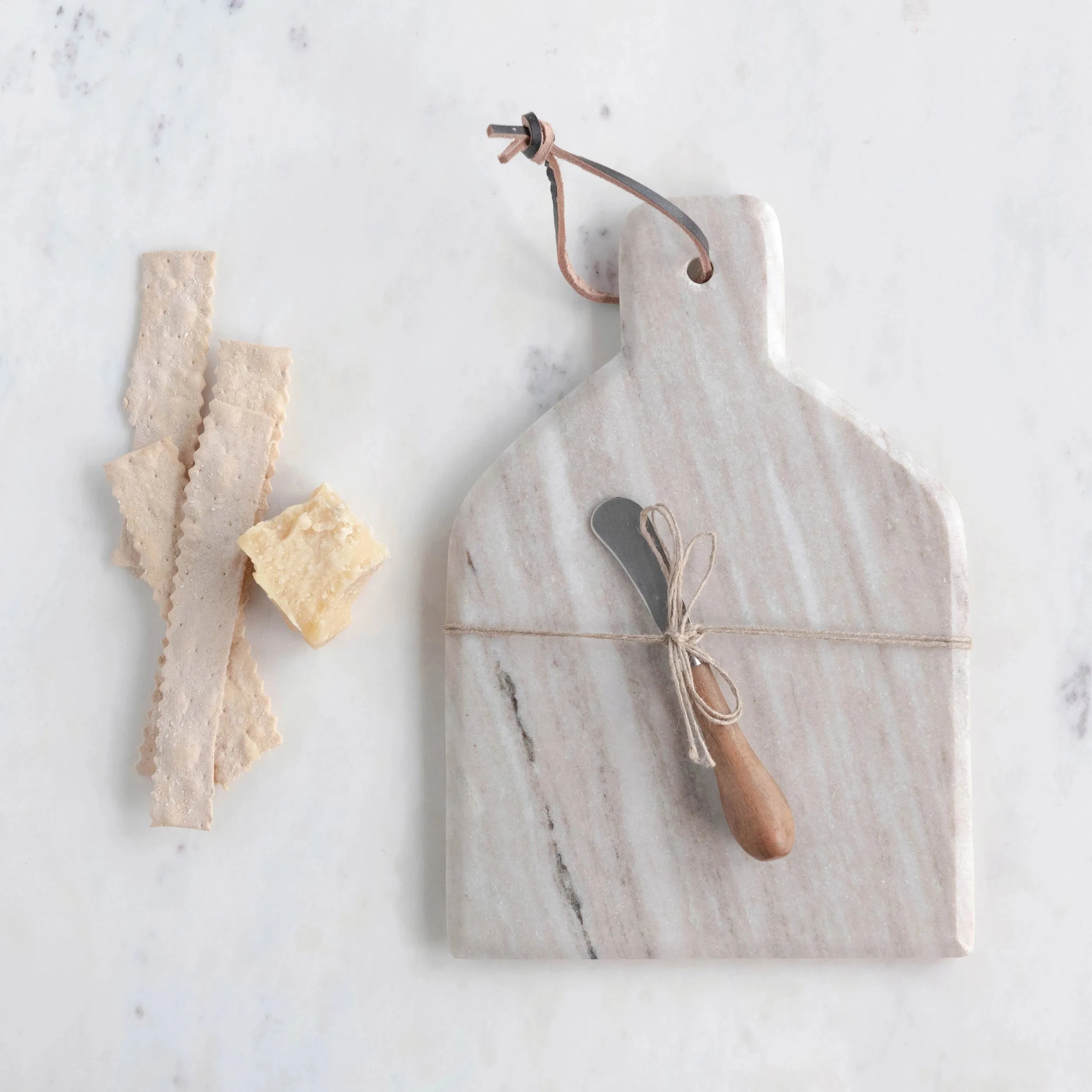 Marble Cheese Cutting Board with Canape Knife