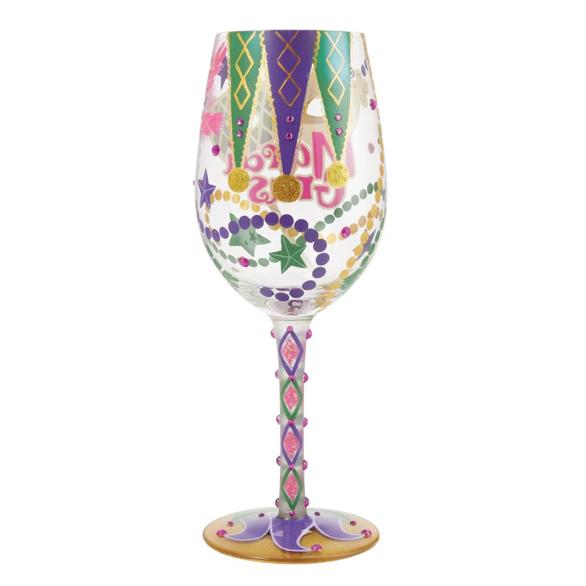 Mardi Gras Wine Glass