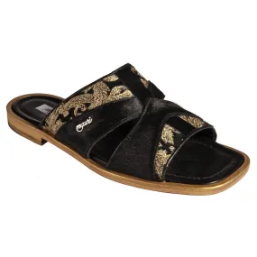 Mauri 1312/6 Fabric Didier / Pony Sandals Gold 14k / Black (Special Order)