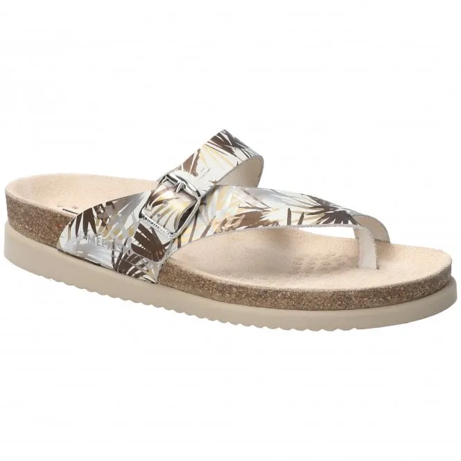 Mephisto  Womens Helen Jungle Platinum Strap Over Toe Loop Sandals 29653