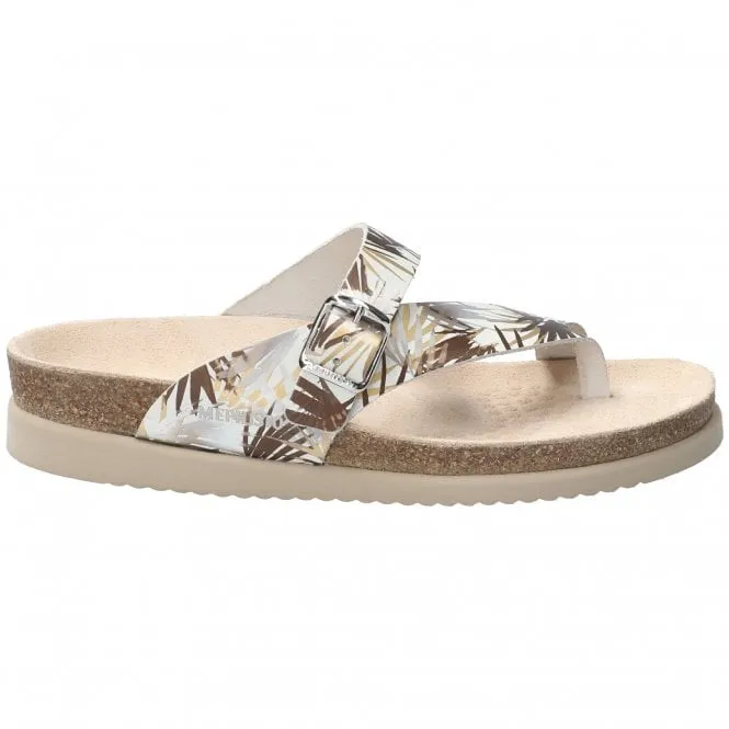 Mephisto  Womens Helen Jungle Platinum Strap Over Toe Loop Sandals 29653