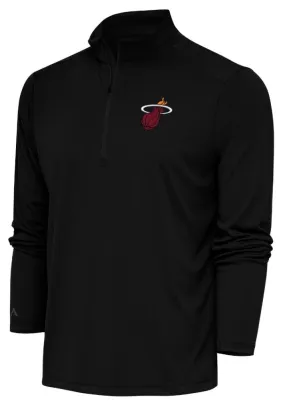 Miami Heat Antigua Tribute Pullover  L/S 1/4 Zip  Oversized Primary Logo - Black