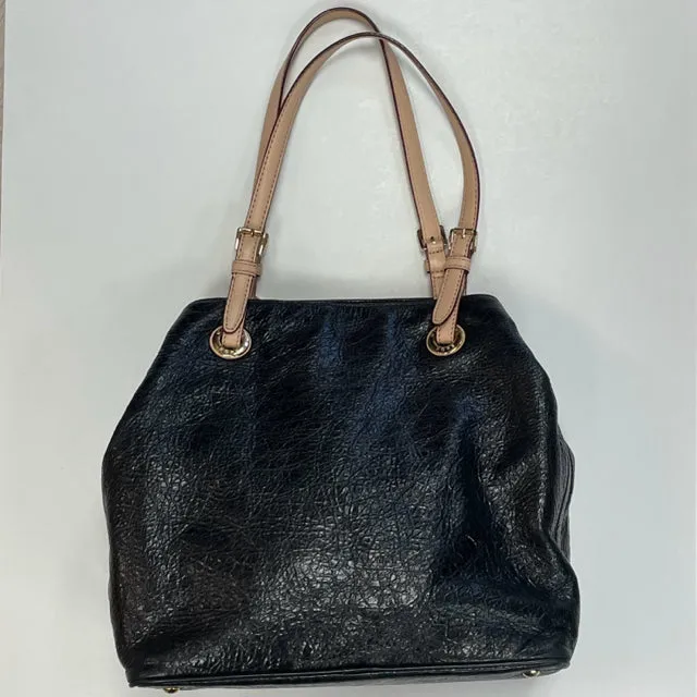 Michael Kors Black Leather Textured Tote Handbag