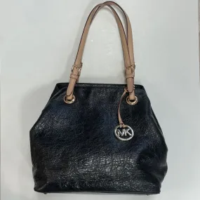 Michael Kors Black Leather Textured Tote Handbag