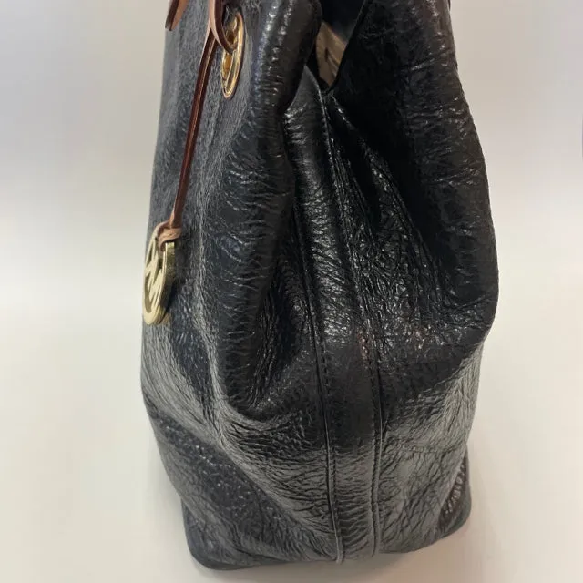 Michael Kors Black Leather Textured Tote Handbag