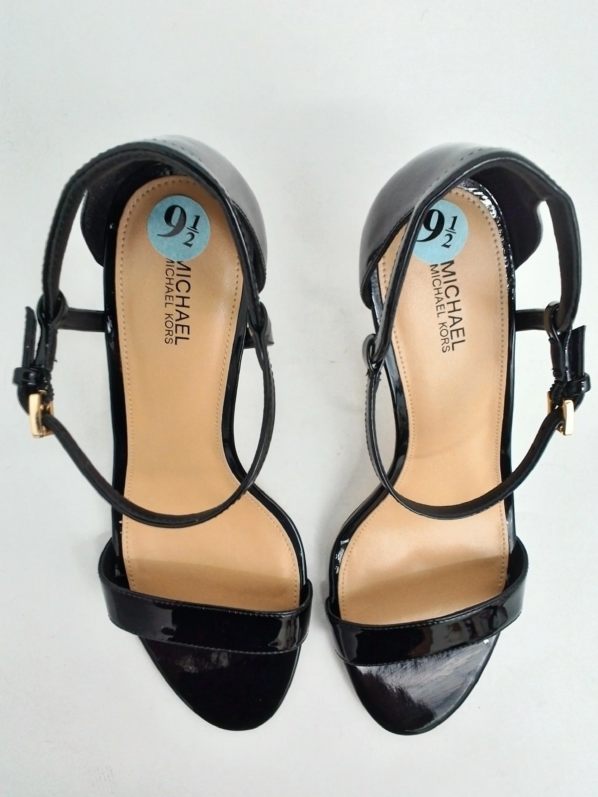 Michael Kors Women's Black Patent Heeled Sandals Size 9.5 N