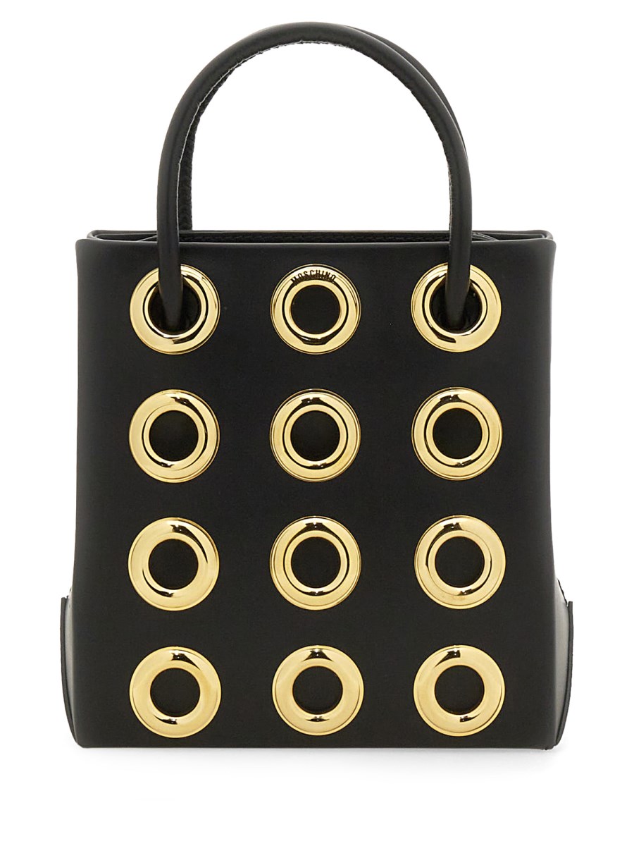 MOSCHINO    LEATHER BAG WITH METAL EYELETS