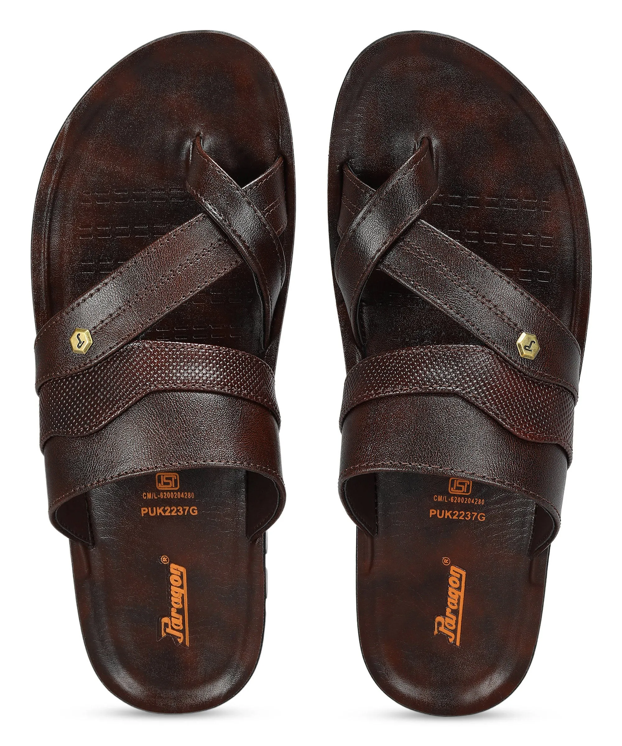 Paragon Men's Slip-on Brown Sandals for Men | Comfortable Sole & Durable