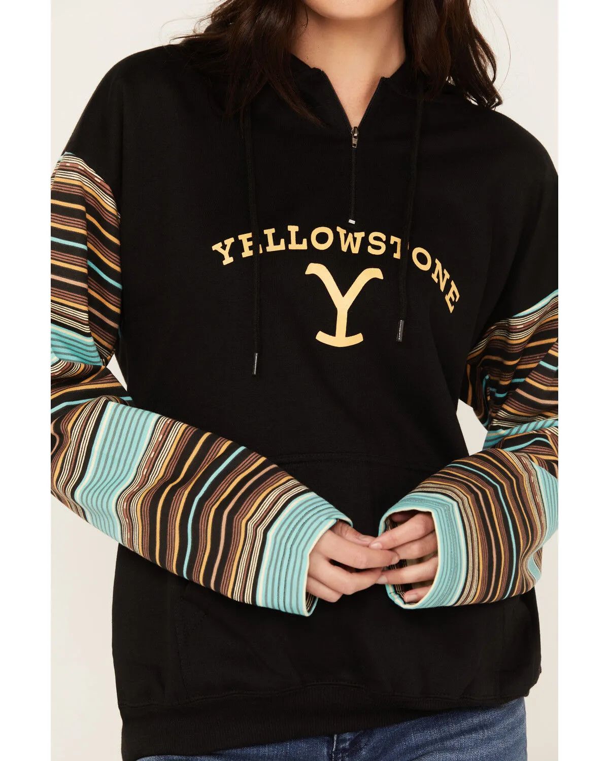 Paramount Network's Yellowstone Women's Serape Striped Print Logo Hoodie