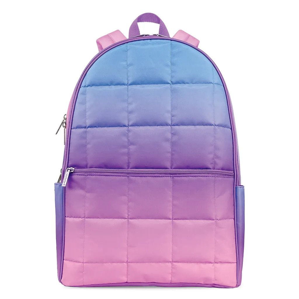 purple ombre quilted backpack