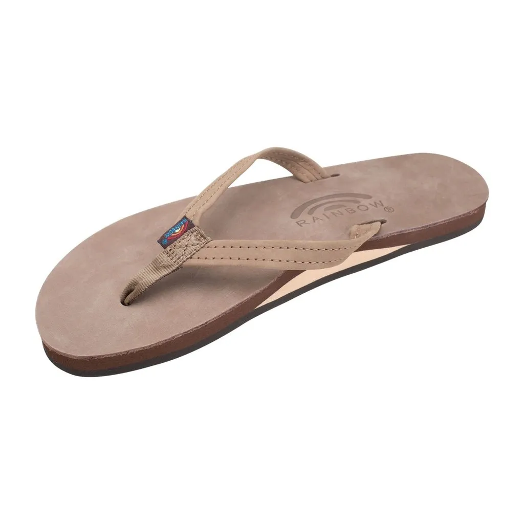 Rainbow Sandals Women's Single Layer Premier Leather Narrow Strap Dark Brown