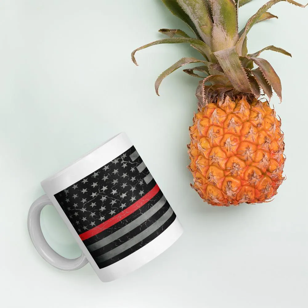 Red Line Crackle Coffee Mug