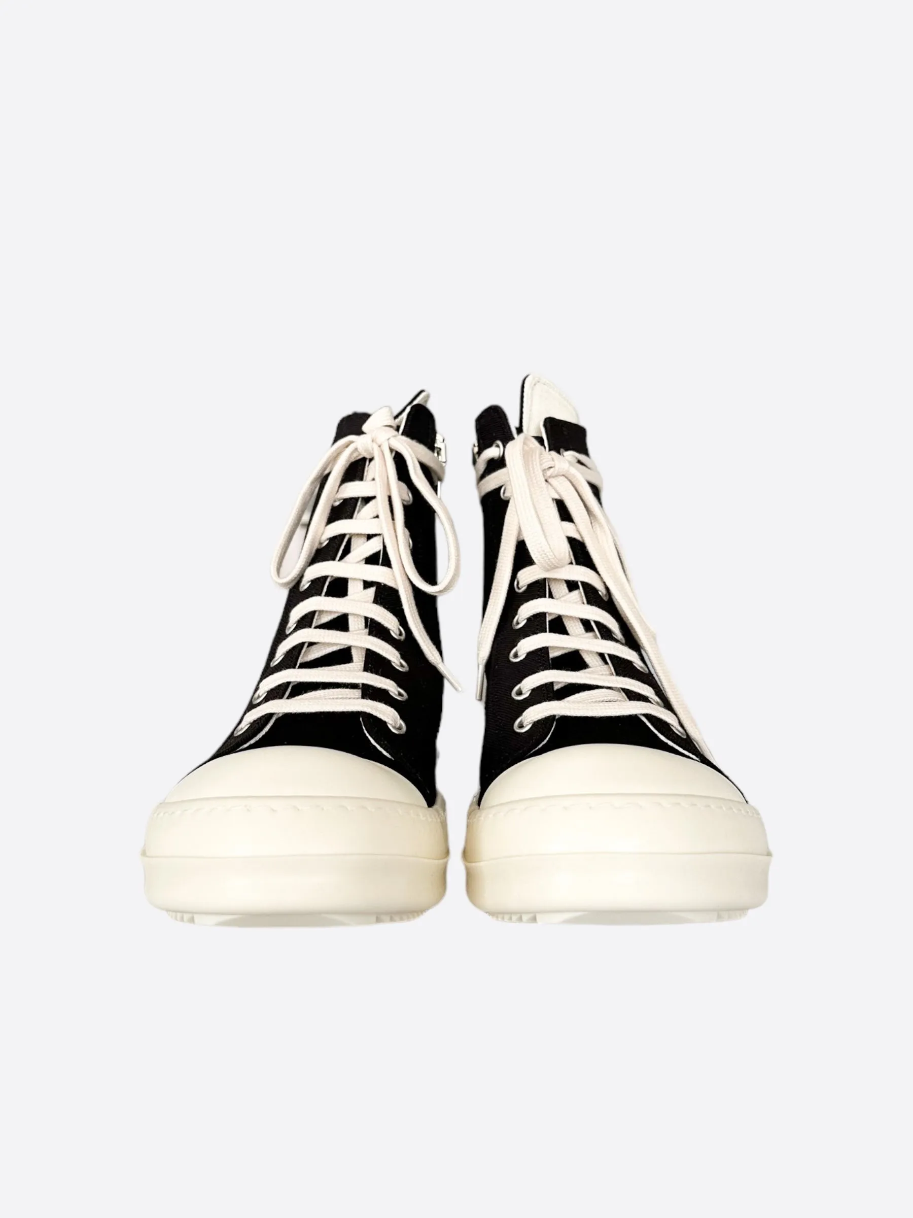 Rick Owens Black & White Pentagram High Top Sneakers