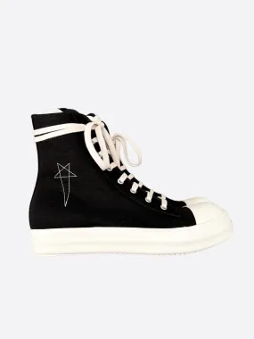 Rick Owens Black & White Pentagram High Top Sneakers