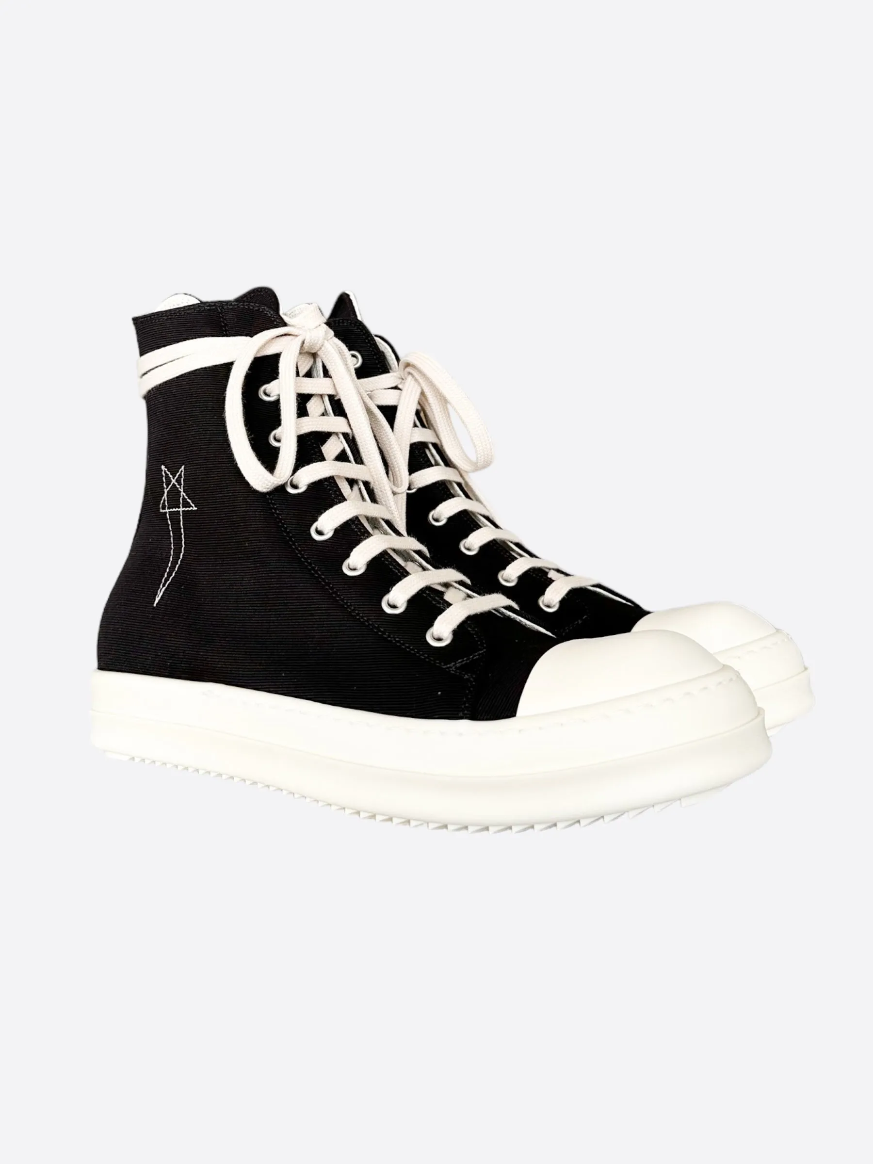 Rick Owens Black & White Pentagram High Top Sneakers