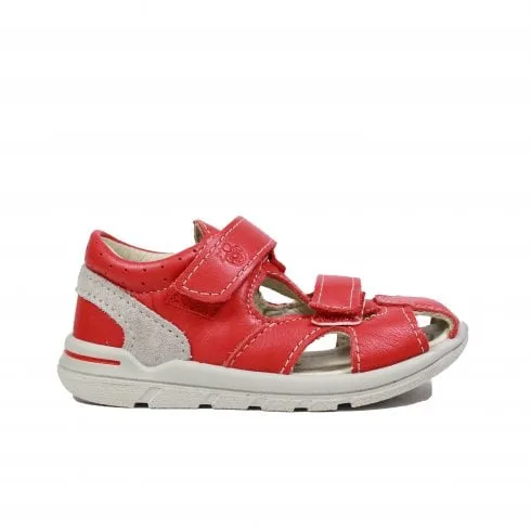 Ricosta Kaspi | Red Leather | Boys Rip Tape Closed In Sandals