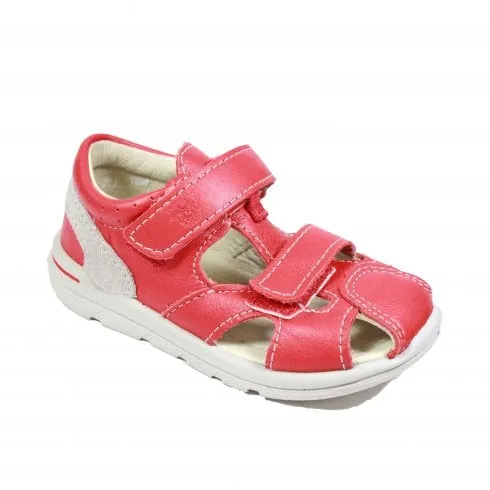 Ricosta Kaspi | Red Leather | Boys Rip Tape Closed In Sandals