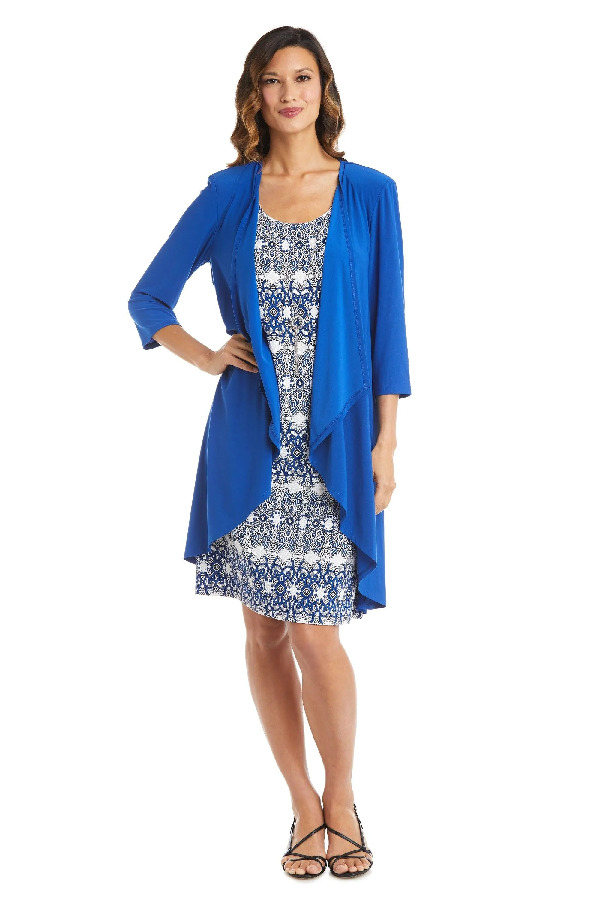 R&M Richards 7687 Short Two Piece Print Jacket Dress