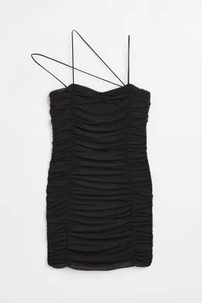 Short gathered dress - Sleeveless - Short - Black - Ladies | H&M GB