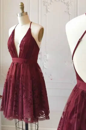 Short Maroon Homecoming Dress