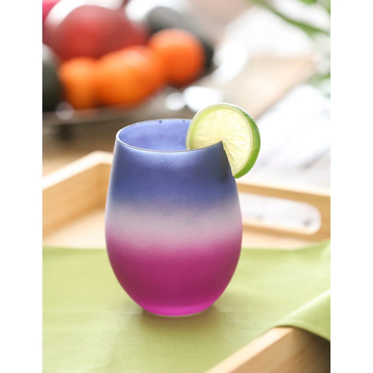 Silicone Painted Ombre Stemless Wine Glass, 2 varieties