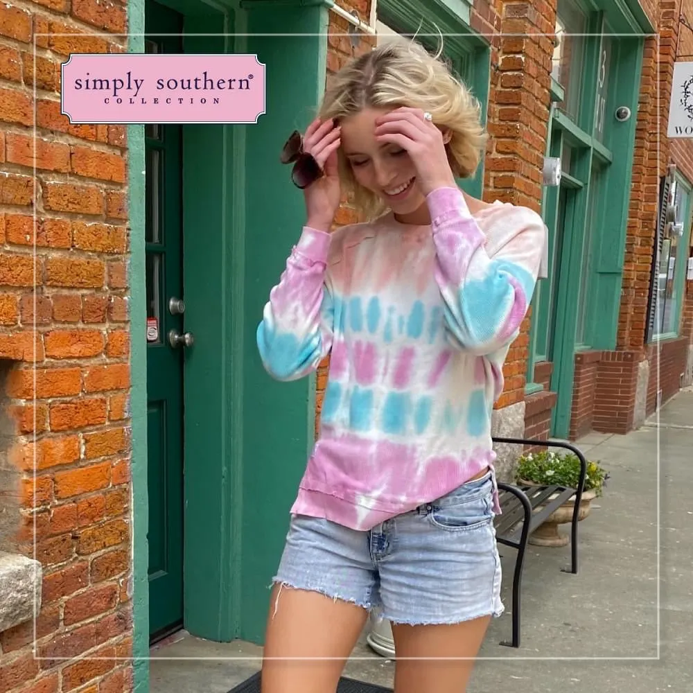 Simply Southern Candy Tiedye Pullover Waffle Crew Sweatshirt