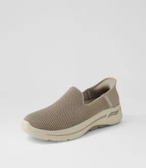 SKECHERS Go Walk Arch Fit Taupe Fabric Sneakers