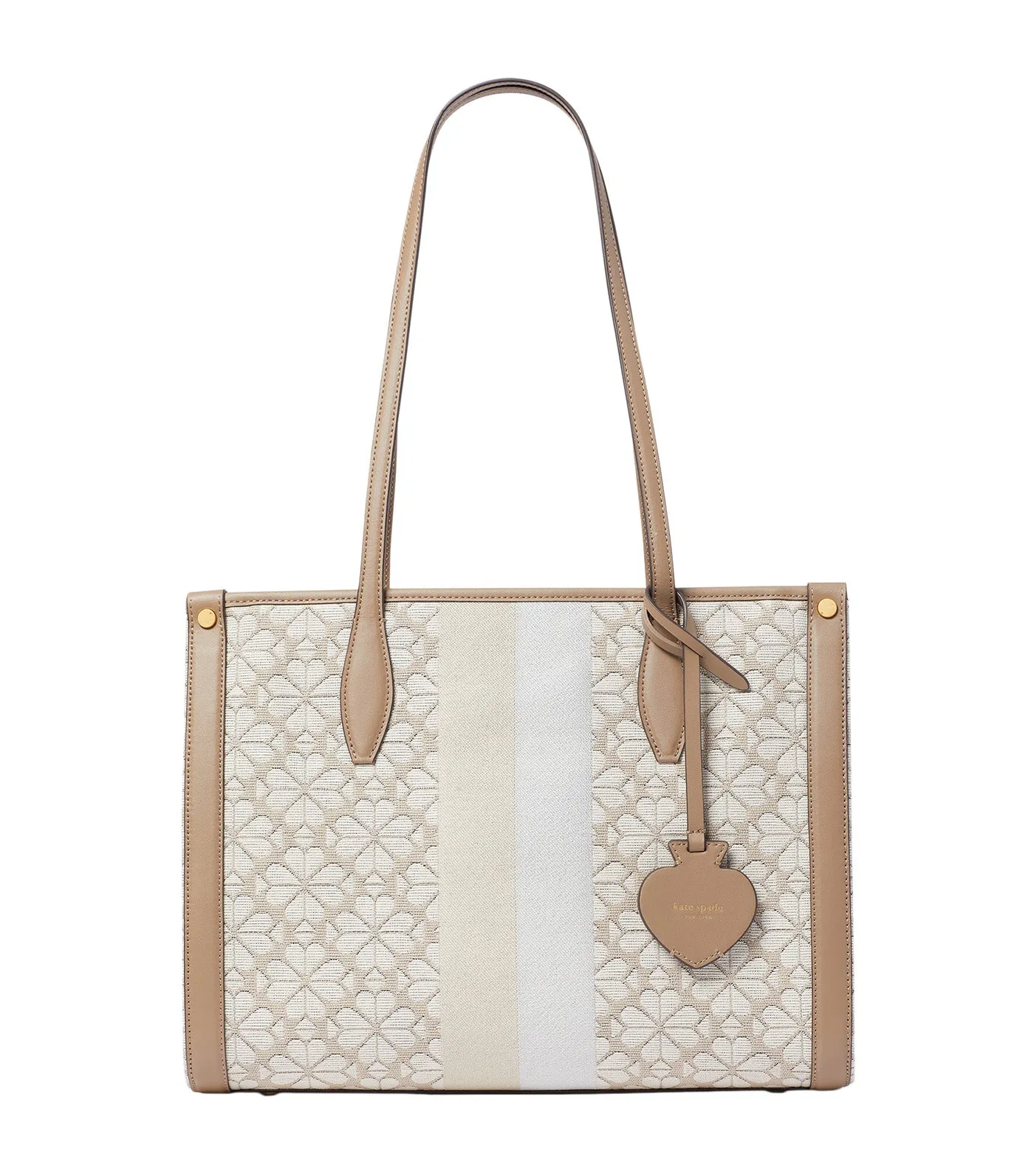 Spade Flower Jacquard Stripe Market Medium Tote Natural Multi