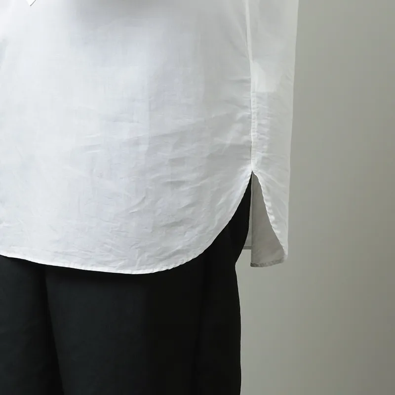 Still By Hand Band Collar Pullover Shirt White