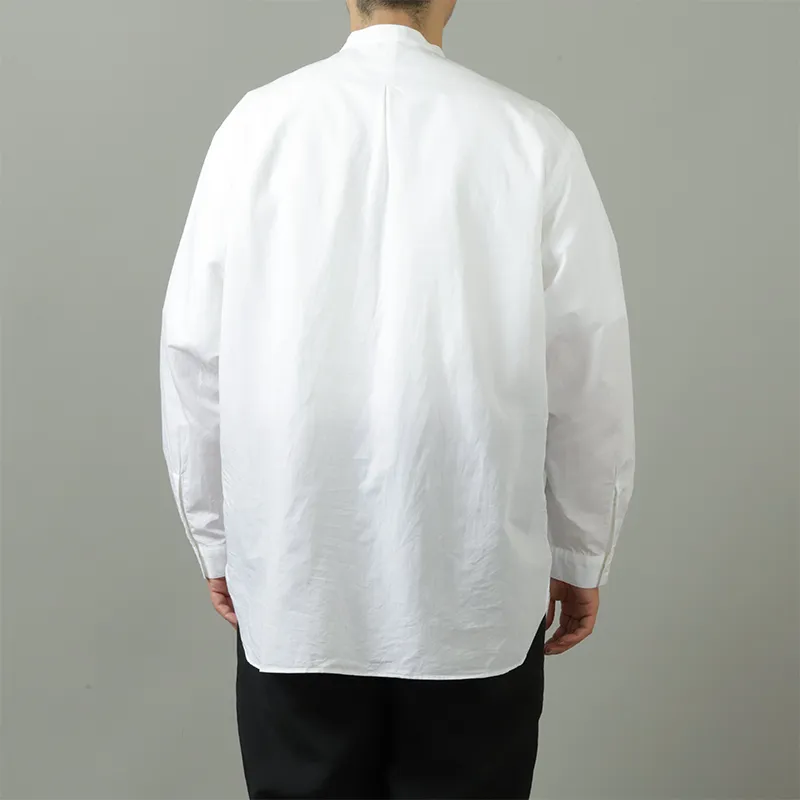 Still By Hand Band Collar Pullover Shirt White