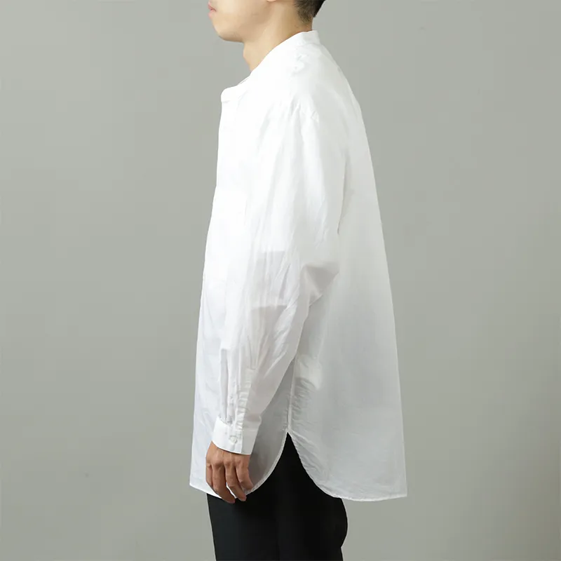 Still By Hand Band Collar Pullover Shirt White