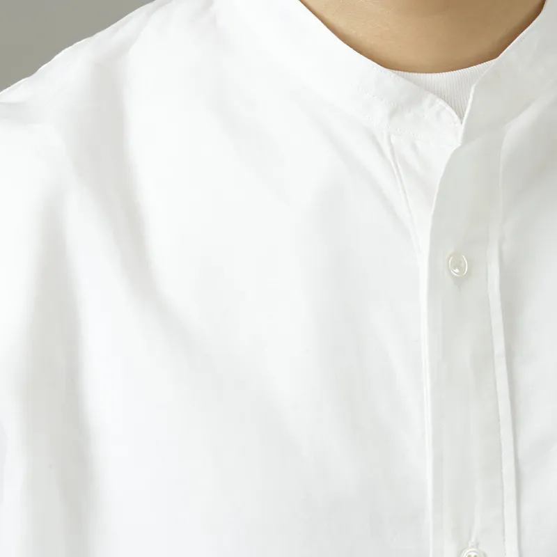 Still By Hand Band Collar Pullover Shirt White