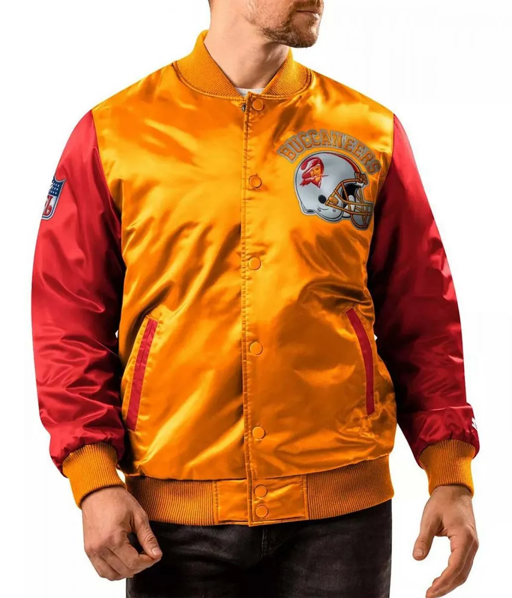 Tampa Bay Buccaneers Locker Room Throwback Orange/Red Varsity Satin Jacket