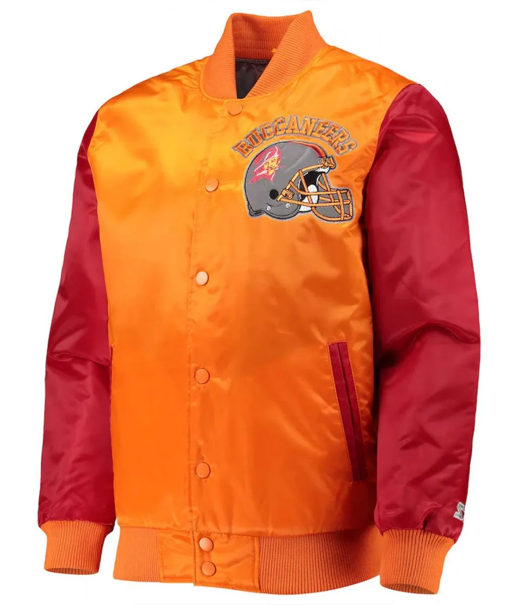 Tampa Bay Buccaneers Locker Room Throwback Orange/Red Varsity Satin Jacket