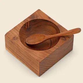 Teak Salt Cellar & Spoon