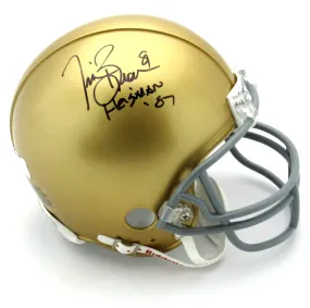 Tim Brown Signed Notre Dame Fighting Irish Riddell NCAA Mini Helmet With Heisman 87 Inscription