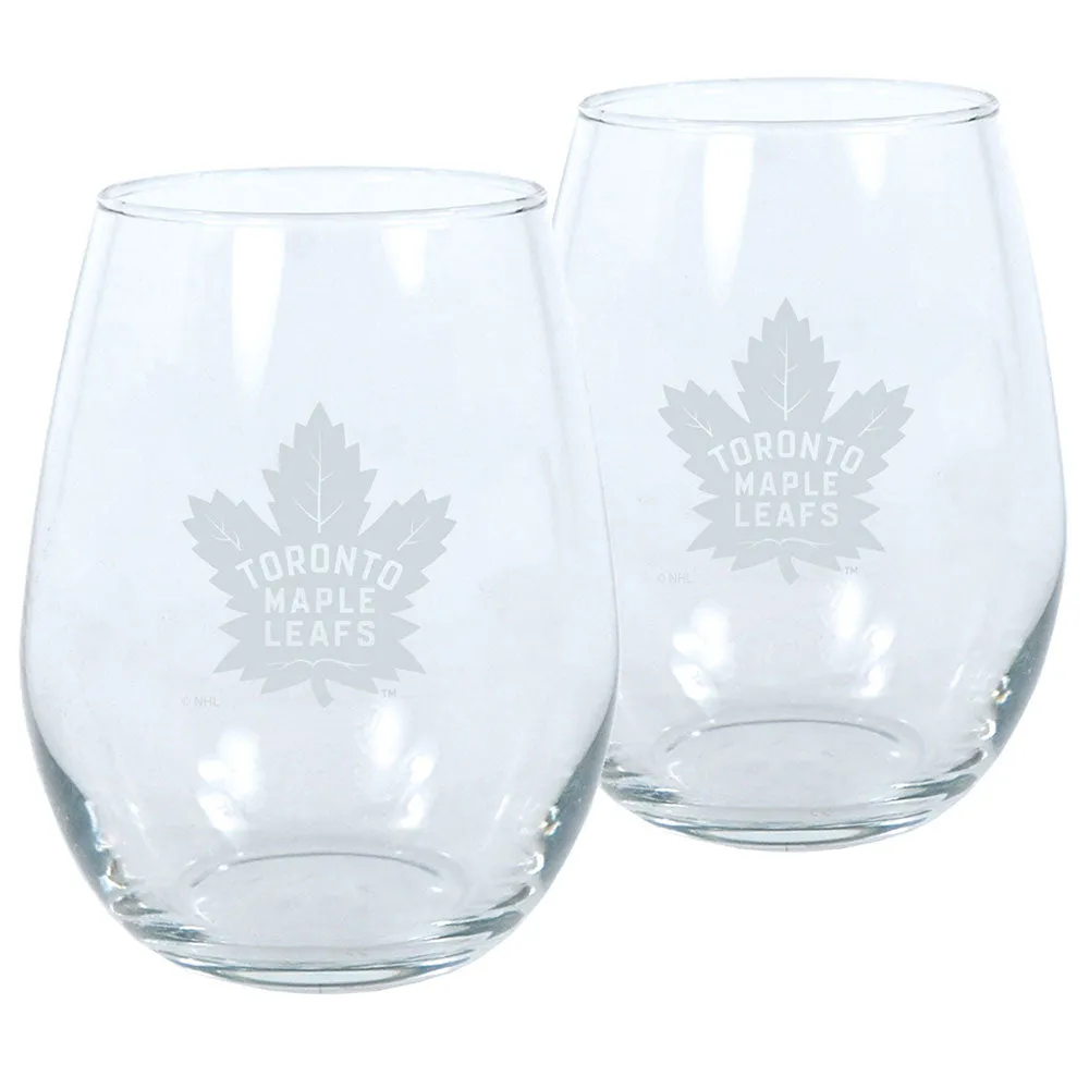 TORONTO MAPLE LEAFS 17OZ STEMLESS WINE GLASS SET - 2 PACK