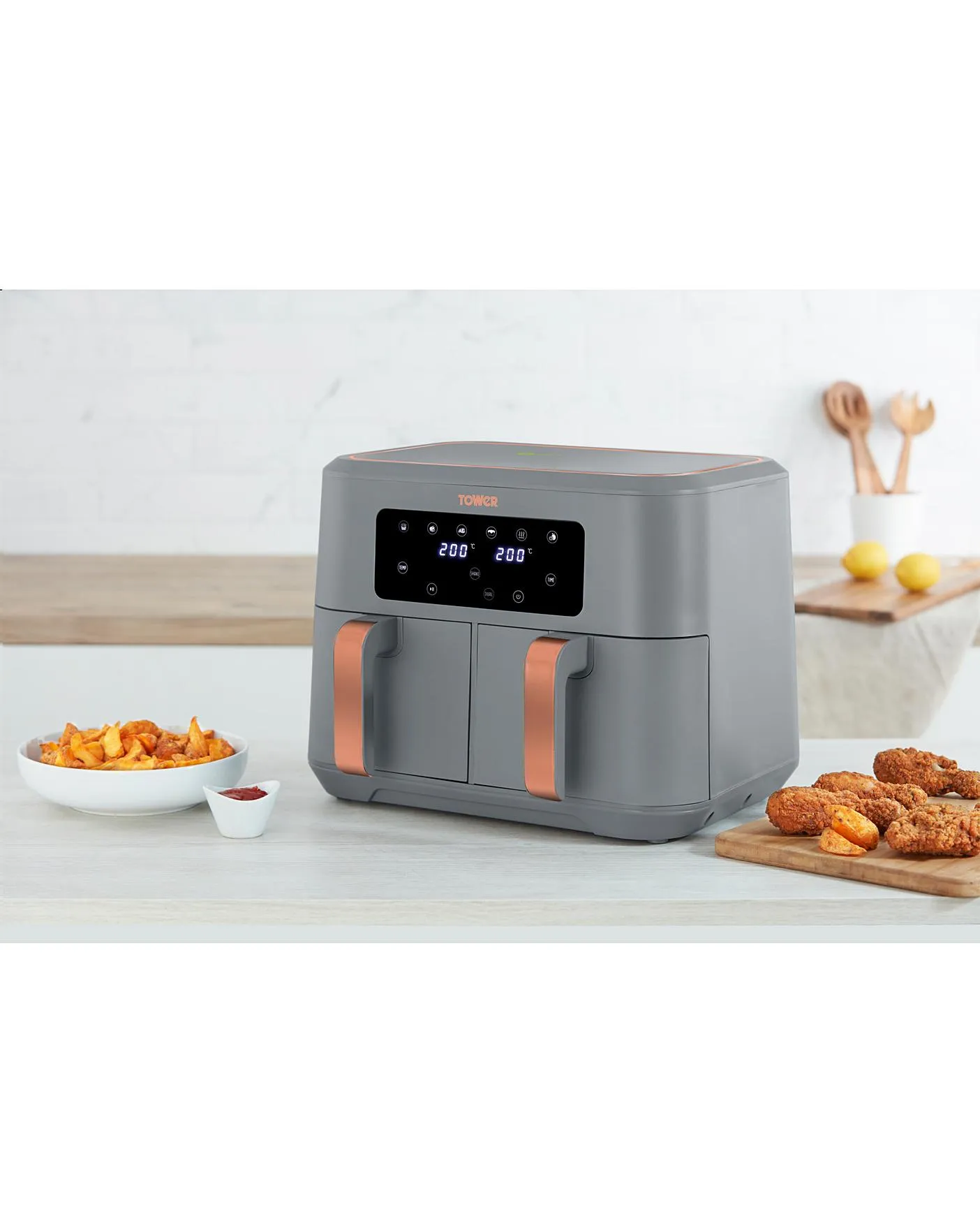 Tower Cavaletto Grey Kettle, 4 Slice Toaster and 8.5L Air Fryer Bundle