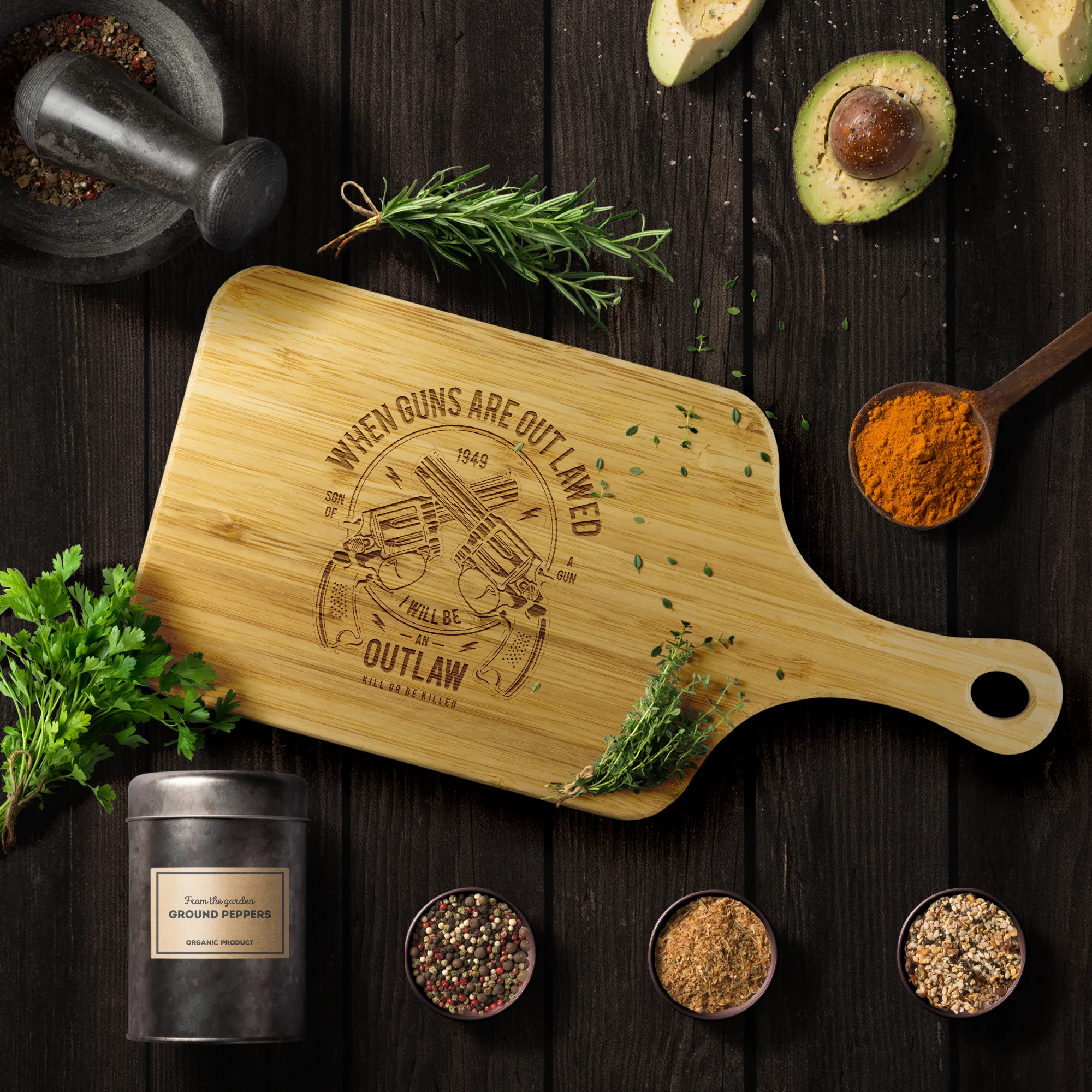 When Guns are Outlawed Cutting Board with handle