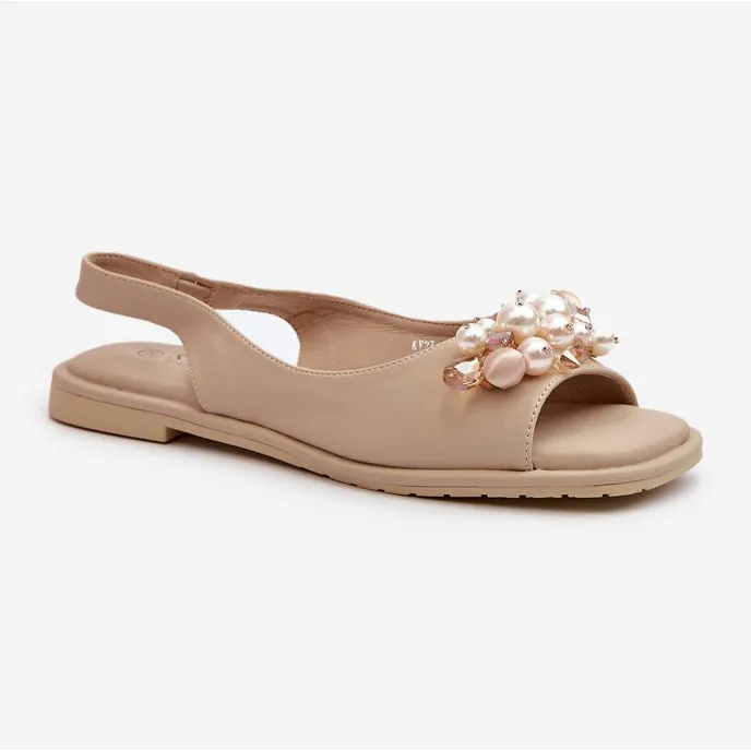 Women's Sandals With Decorations S.Barski KV27-004 Beige